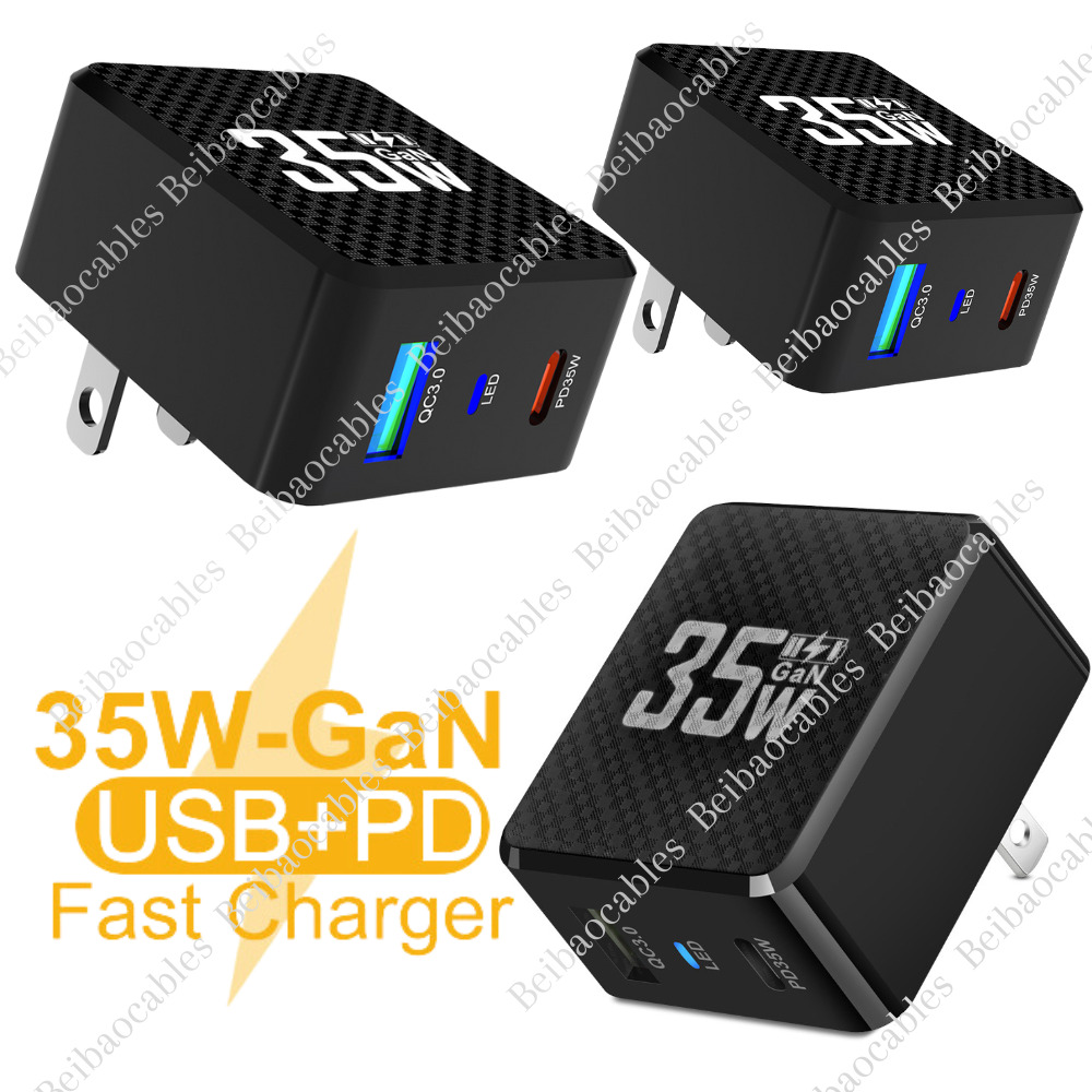 35W GaN PD Fast Charger Type C USB-C QC3.0 Power Adapter For iPhone/iPad/Samsung
