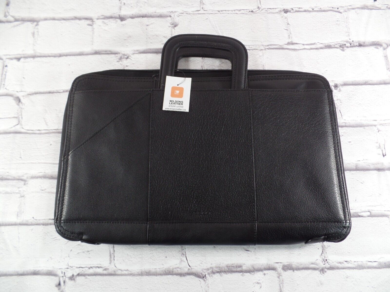 New Mens Wilsons Leather Black Genuine Pelle Sudio Briefcase Computer Office Bag