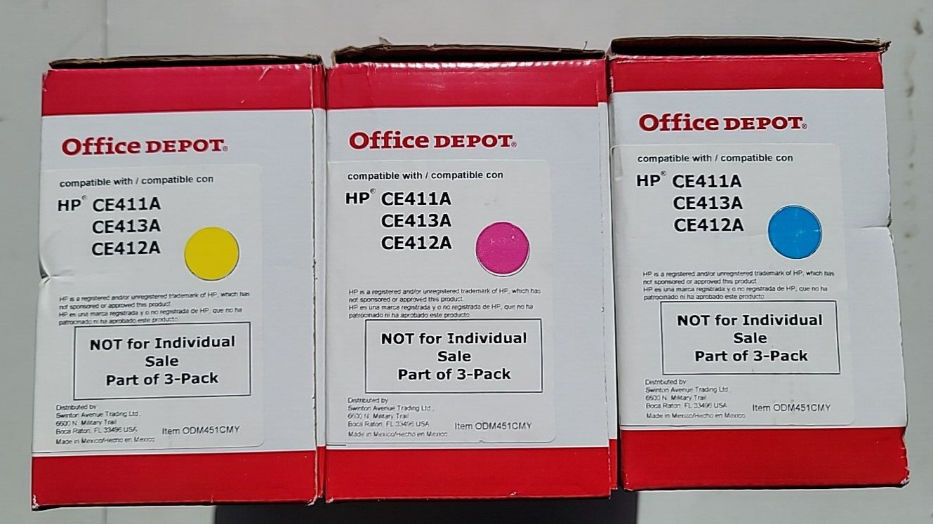 Office Depot Laser Toner Compatible HP 305A CE411A-CE413A Yellow Magenta Cyan