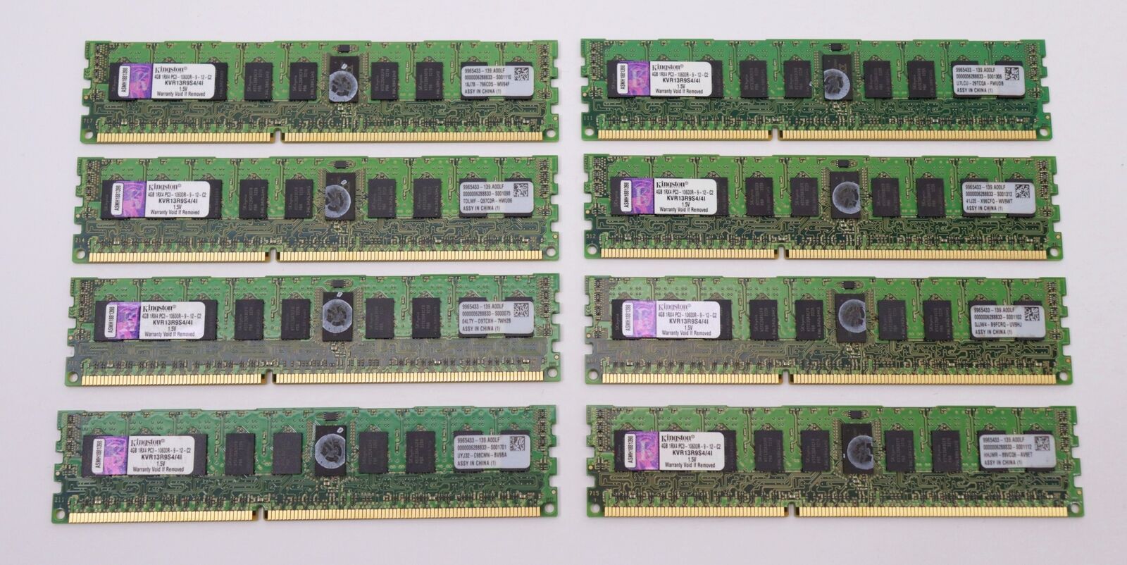 Kingston 32GB(8x4GB) KVR13R9S4/4I PC3-10600R REG ECC DDR3 Server Memory
