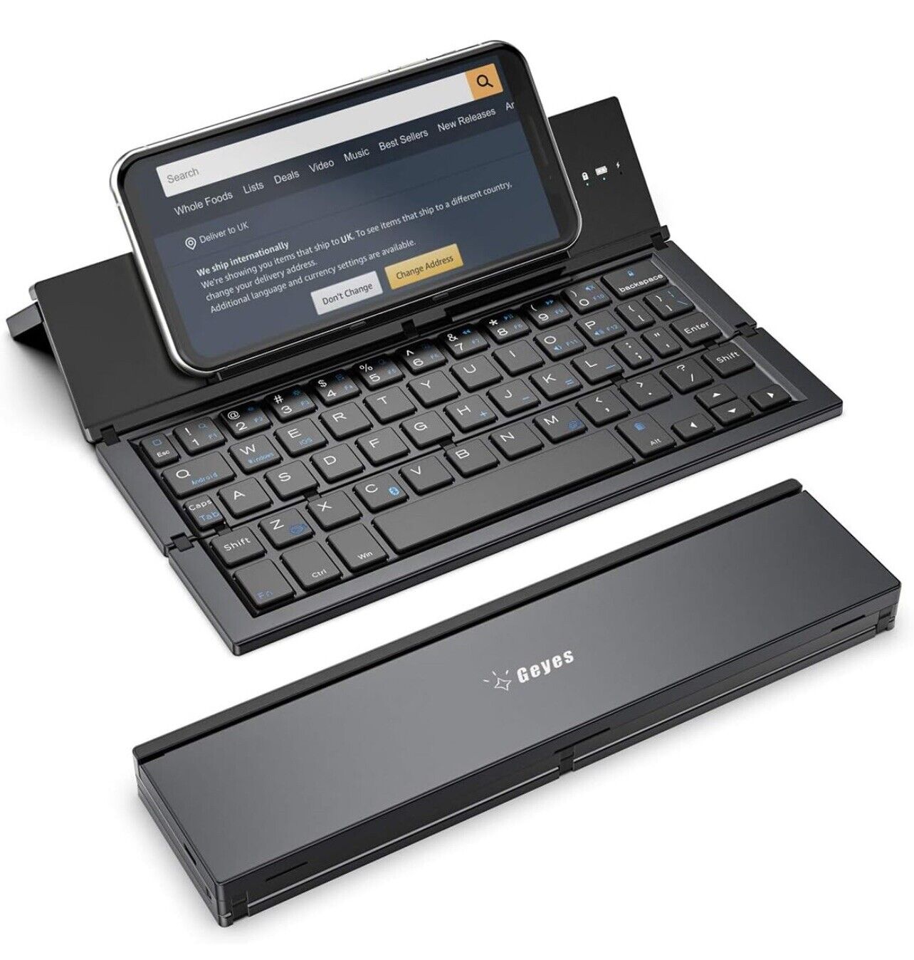 Geyes Folding Bluetooth Keyboard Aluminum Alloy Housing Black For Devices
