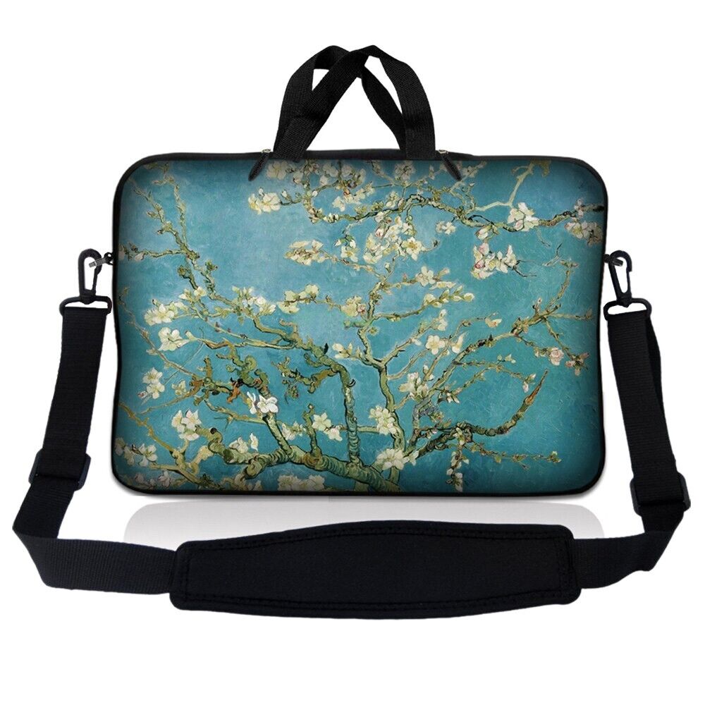 14 Inch Laptop Bag Sleeve Carry Case w/ Shoulder Strap Macbook Acer Almond Bloom