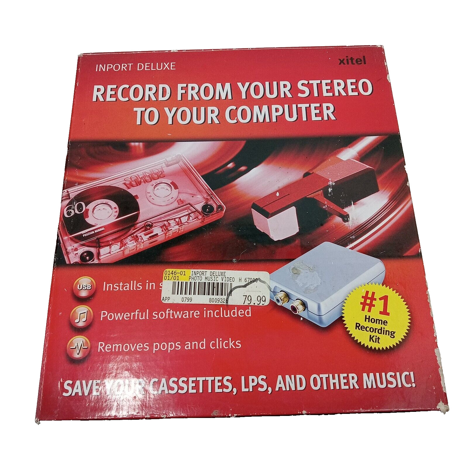 Xitel Inport Deluxe Stereo To PC Audio Recording Kit Converter Cassette Records