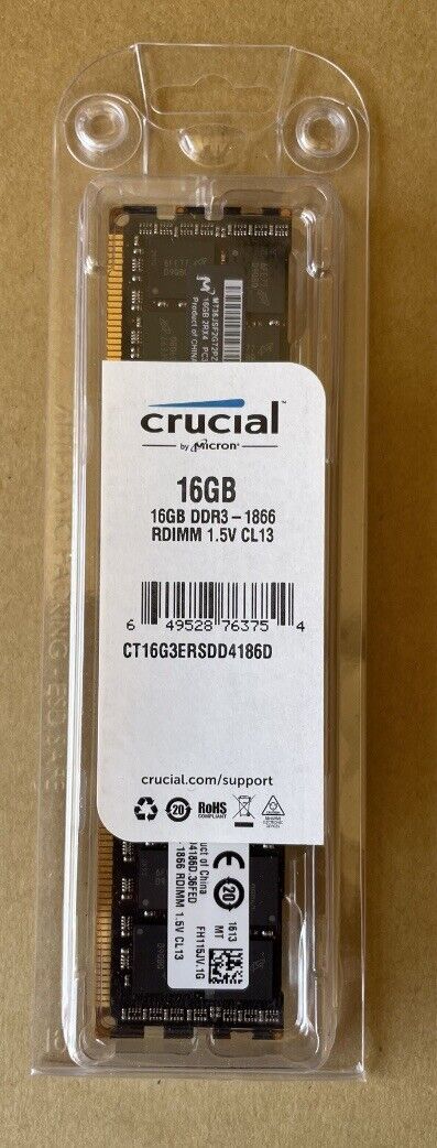 NEW SEALED CRUCIAL CT16G3ERSDD4186D DDR3-1866 16GB ECC REG FOR SERVER
