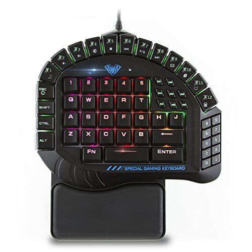 Aula One Handed Gaming Keyboard, RGB LED Backlist Mechanical Keyboard with 