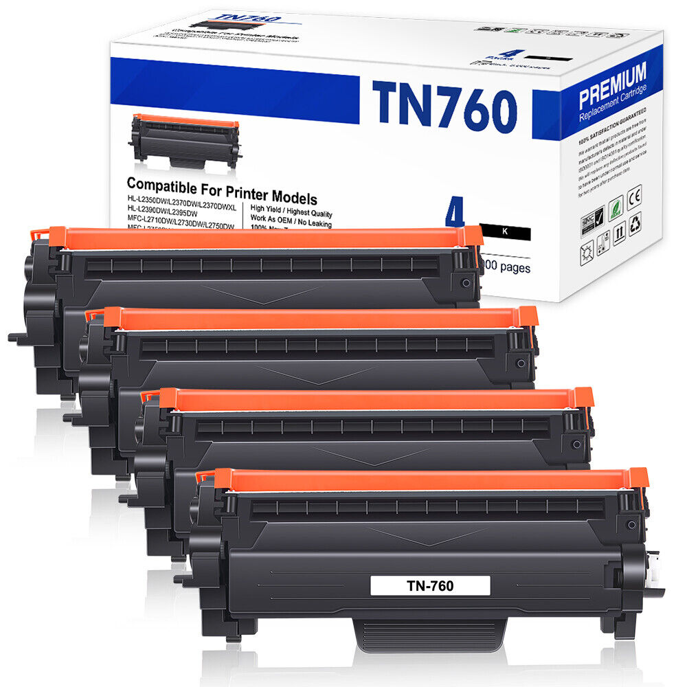 4x TN760 TN730 Toner Cartridge Compatible With Brother HL-L2395DW MFC-L2710DW