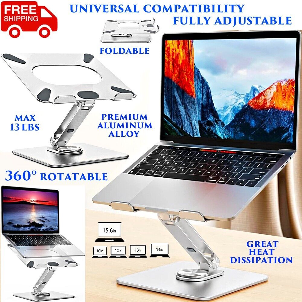 360° ROTATING LAPTOP TABLET STAND ALUMINUM ADJUSTABLE FOLDABLE FOR READING BOOK