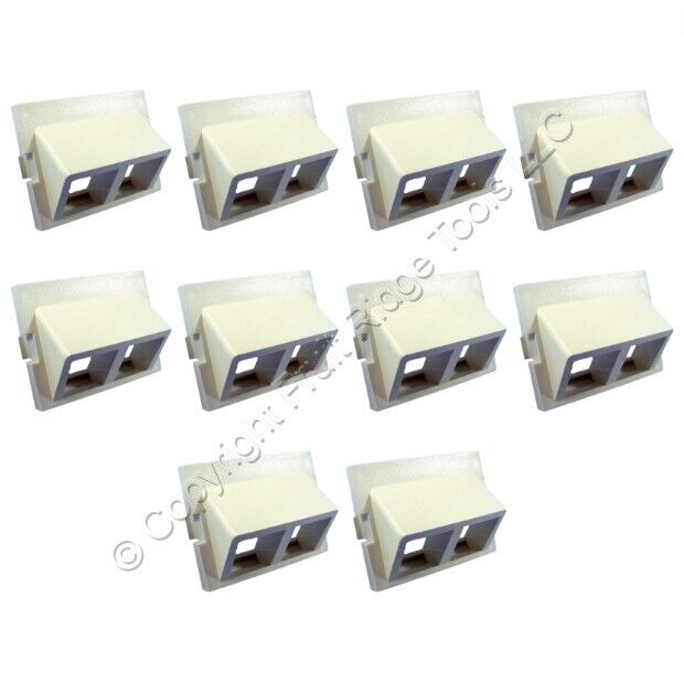 10 Leviton Ivory MOS Wallplate 2-Port Quickport 45° Adapters Insert Module 41294