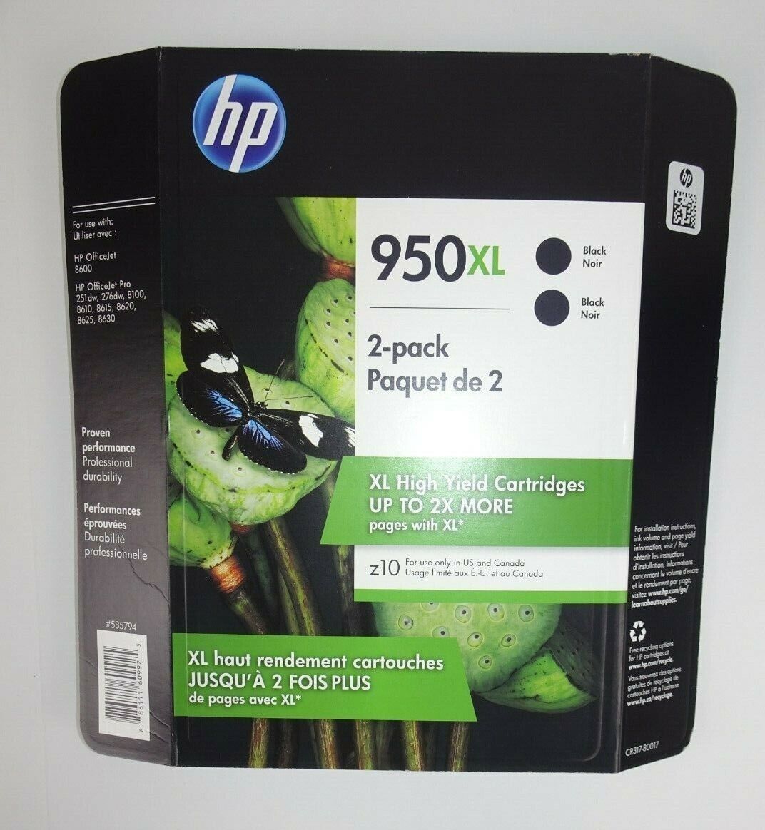HP 950XL Black Ink Cartridges Pack of 2 Late 2020 Date *Exact Item* NIP