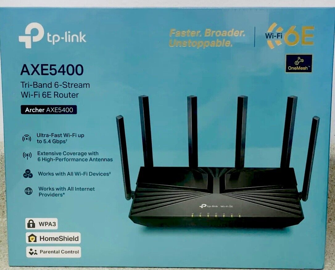 TP-Link AXE5400 Archer AXE5400 Tri-Band Gigabit Wi-Fi 6E Wireless Router Black