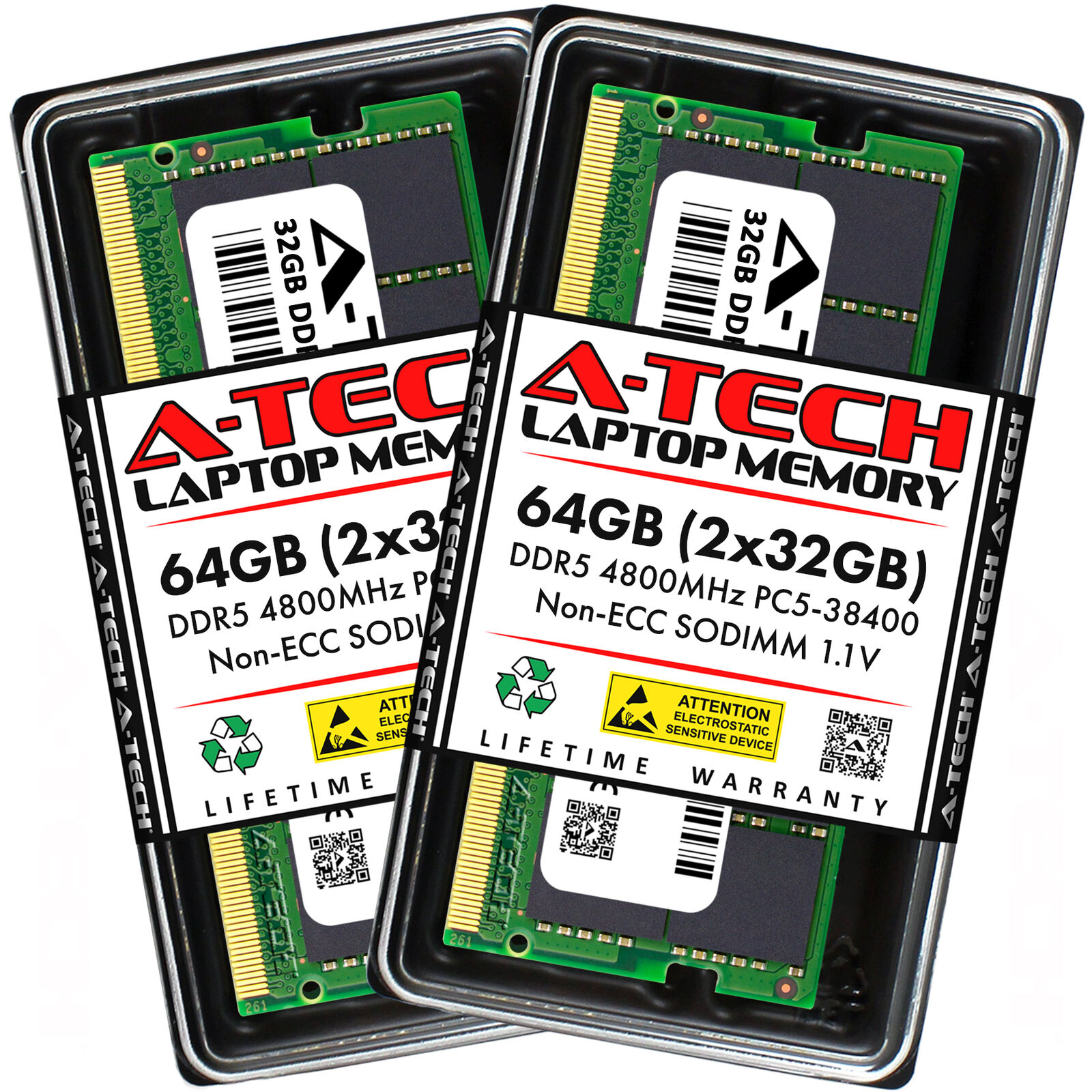 A-Tech 64GB 2x 32GB PC5-38400 Laptop SODIMM DDR5 4800 262pin Notebook Memory RAM