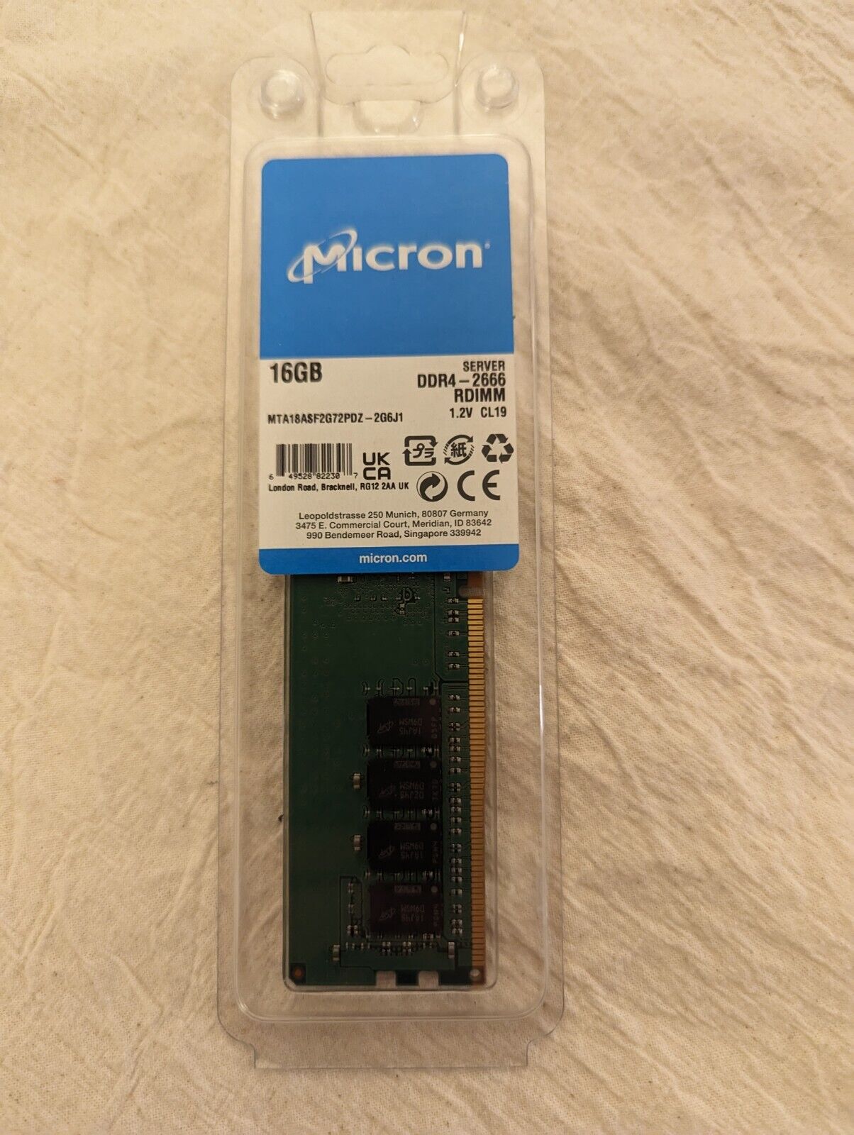 MT Micron 16GB DDR4 2666MHz ECC RAM 2Rx8 PC4-2666V-RE2-12 MTA18ASF2G72PDZ-2G6J1 