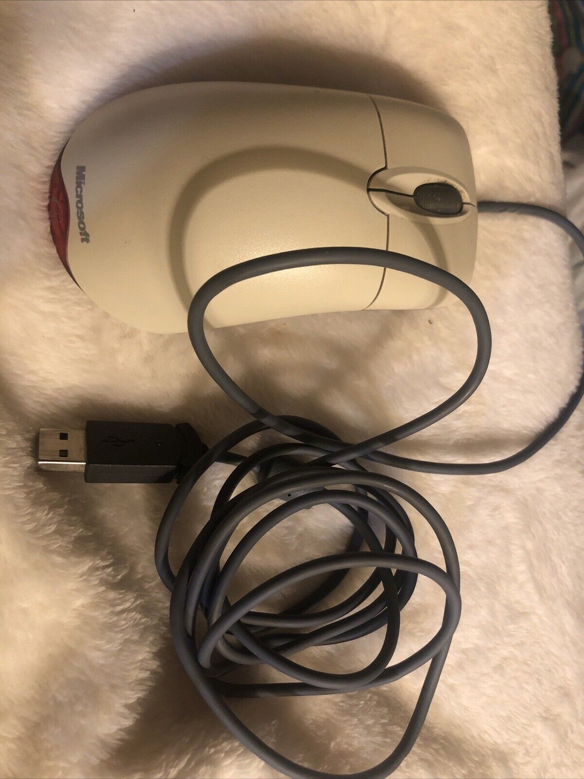 Vintage White Microsoft Wheel Mouse Optical USB Mouse 1.1A Tested Works Great