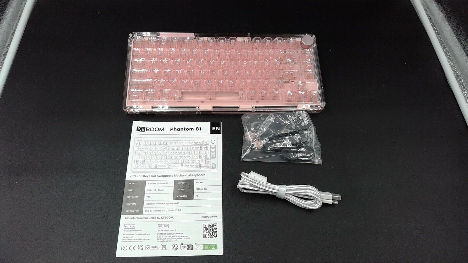 KiiBoom Phantom 81 75% Hot Swappable Gasket-Mounted Mechanical Keyboard-Pink,