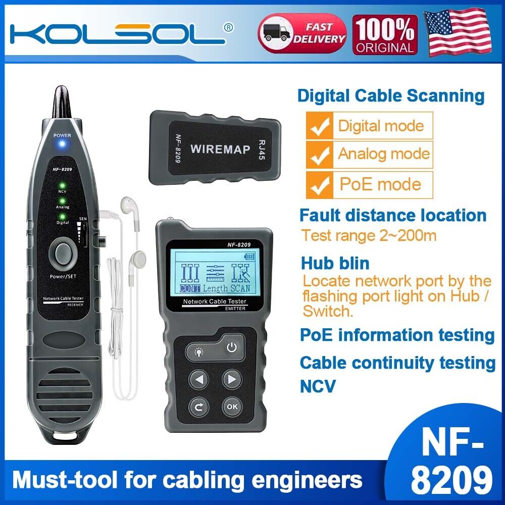 NF-8209 Network Cable Tracker Poe Cable Tester with NCV for CAT5e/CAT6/CAT6a