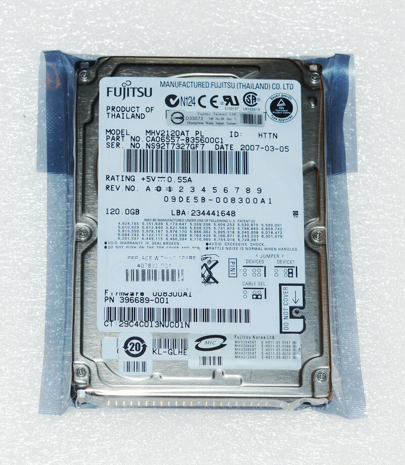 Fujitsu 120GB 5400U/ min IDE Intern 2,5 Zoll MHV2120AH Laptop Festplatte