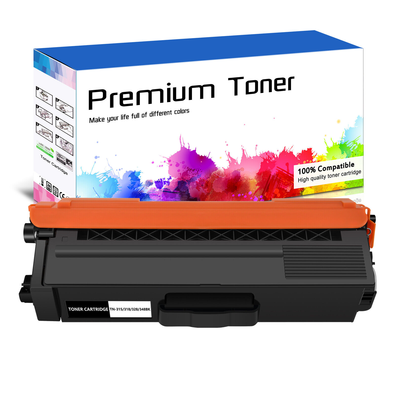 1PK Black TN315BK Toner Cartridge Compatible for Brother DCP-9055CDN DCP-9270CDN