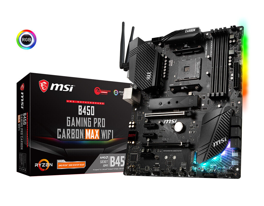 MSI B450 GAMING PRO CARBON MAX WIFI Socket AM4 AMD Motherboard 