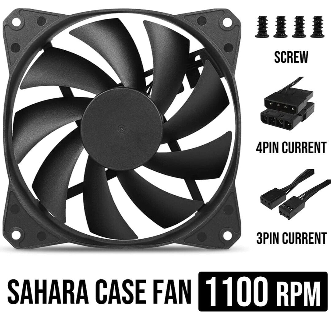 Sahara 3-Pack Long Life Computer Case Fans 120mm Cooling Case PC Fan for...