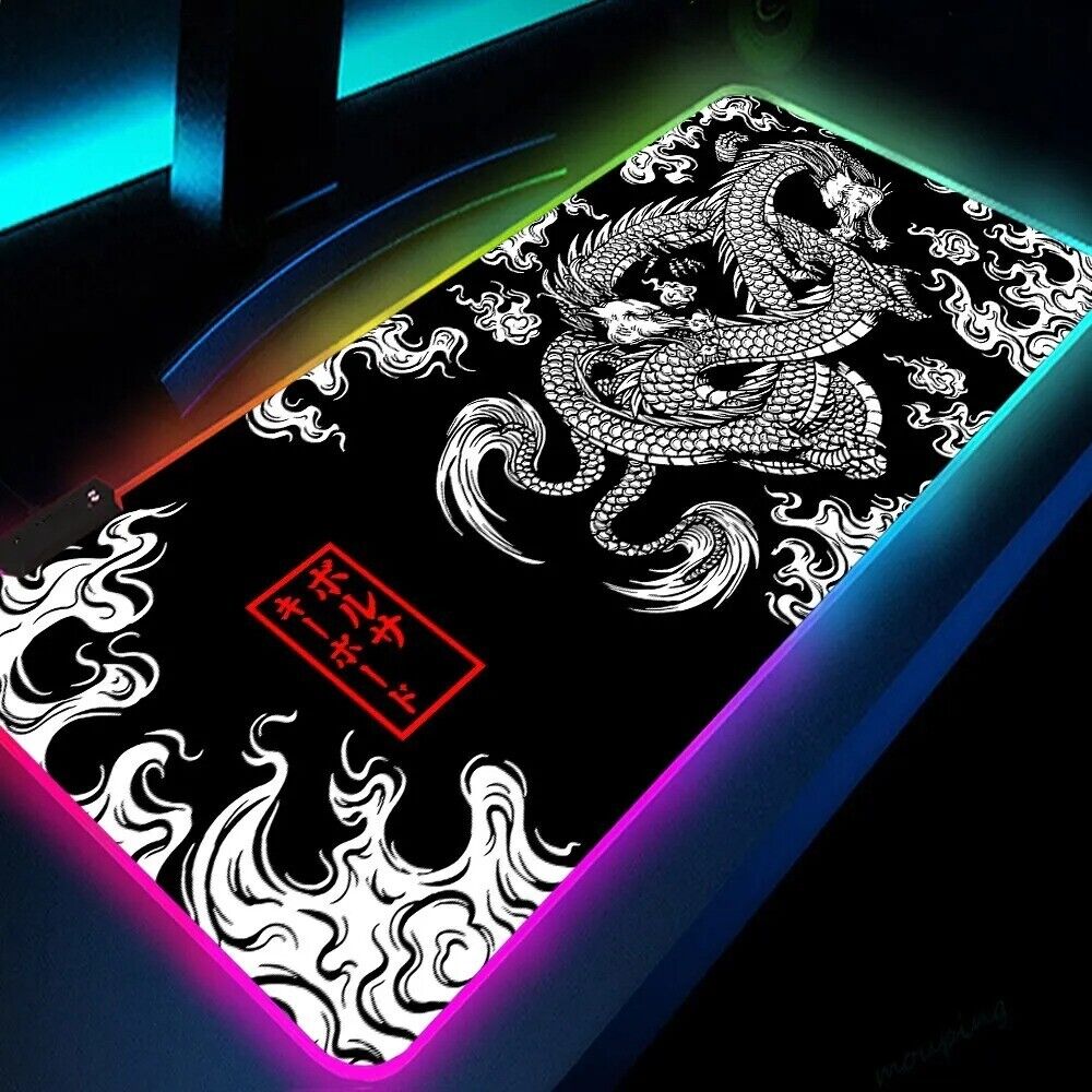 XXL RGB Gaming Mouse Pad Dragon Desk Mat LED Backlit 800X300X3MM