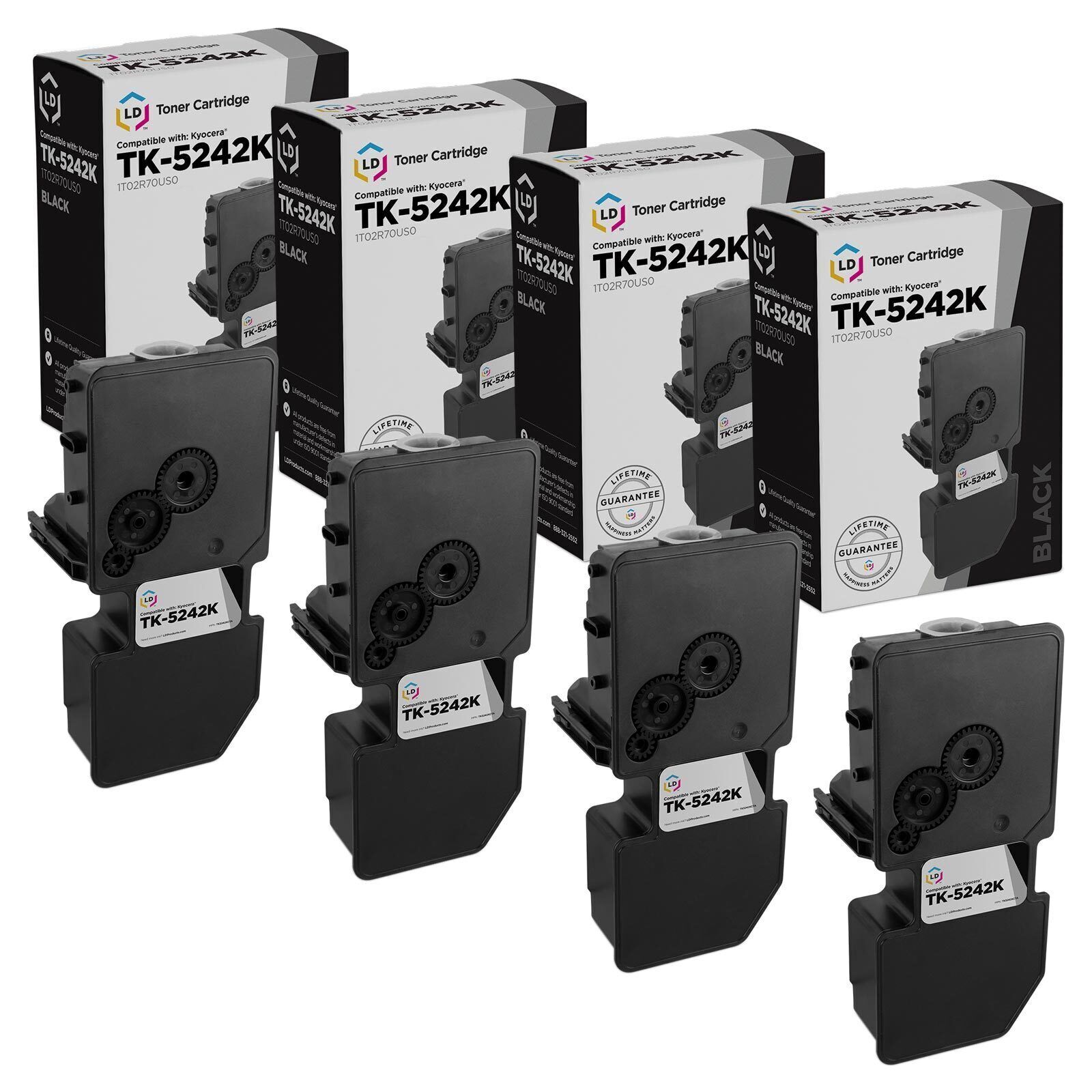 LD Compatible Kyocera TK-5242K Black Toner 4-Pack for ECOSYS M5526cdw, P5026cdw