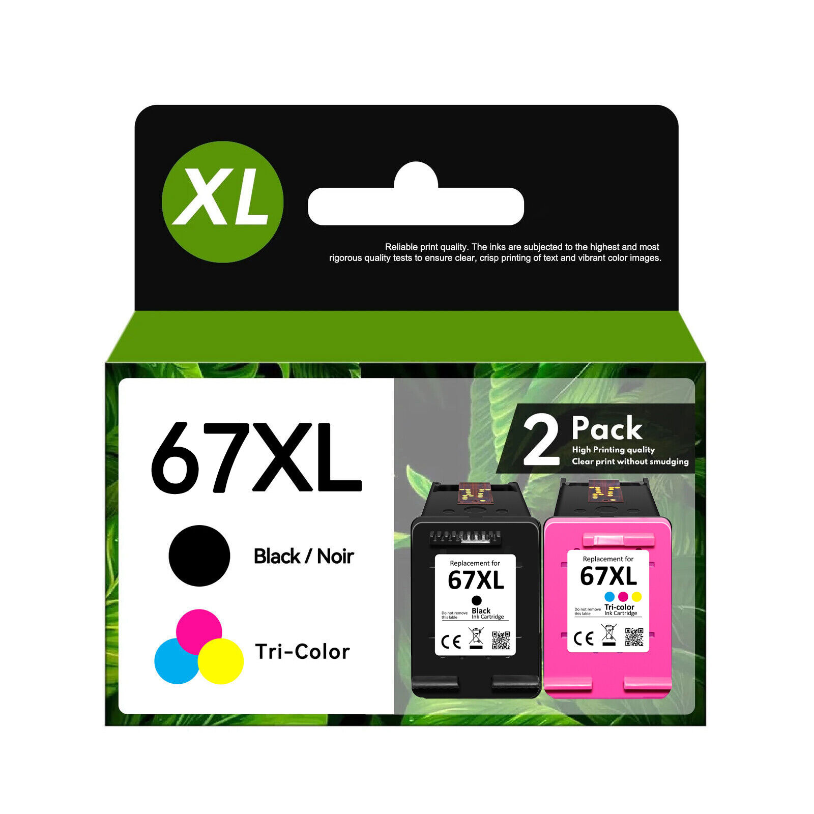 2PK 67xl Ink Cartridges for HP Ink 67 XL For deskjet 2700 Envy 6000 6055 Printer