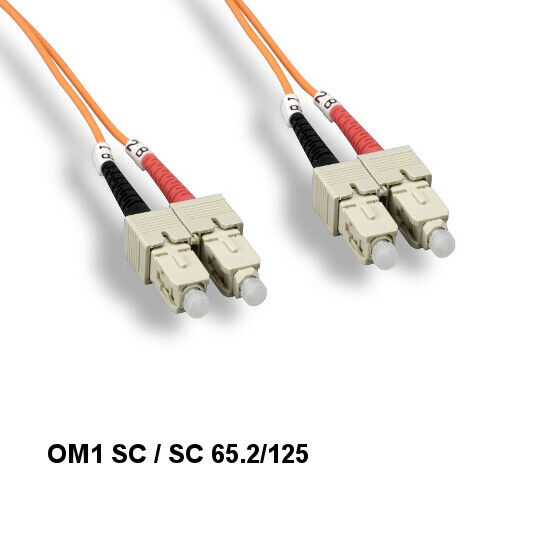 LOT10 Kentek 15m OM1 SC to SC Multi-Mode Fiber Optic Cable 62.5/125 Duplex UPC