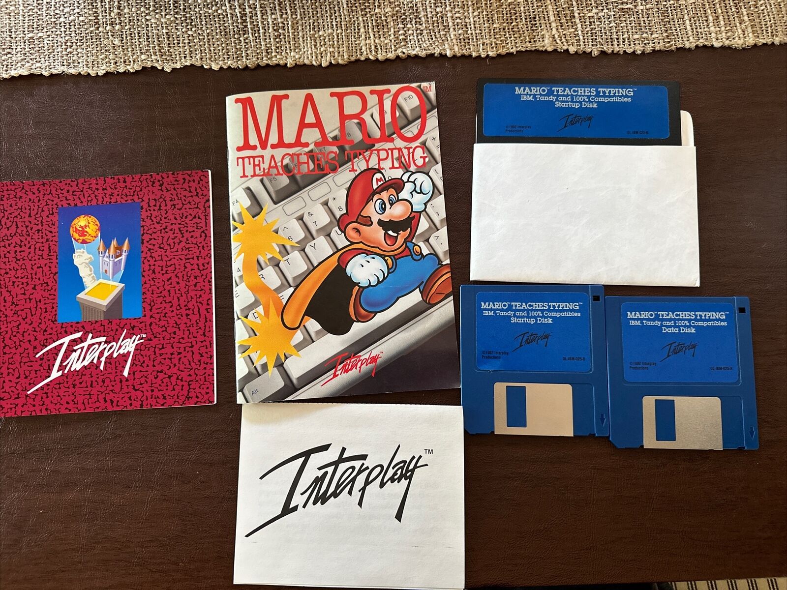Mario Teaches Typing 3.5” Computer Disks IBM/Tandy/DOS 3.1 Missing Slip Cover