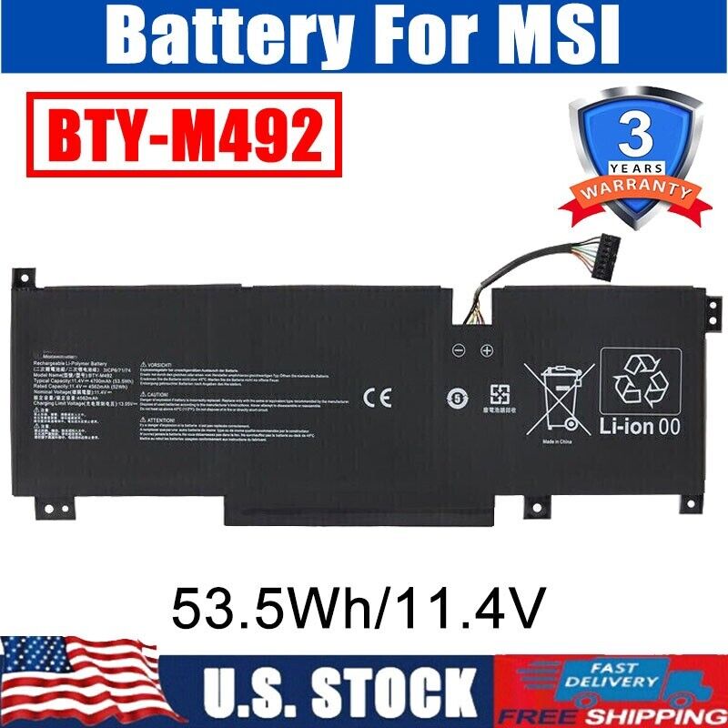 BTY-M492 Battery For MSI Pulse GL66 GL76 Katana GF66 Sword 15 A11U WF66 53.5Wh