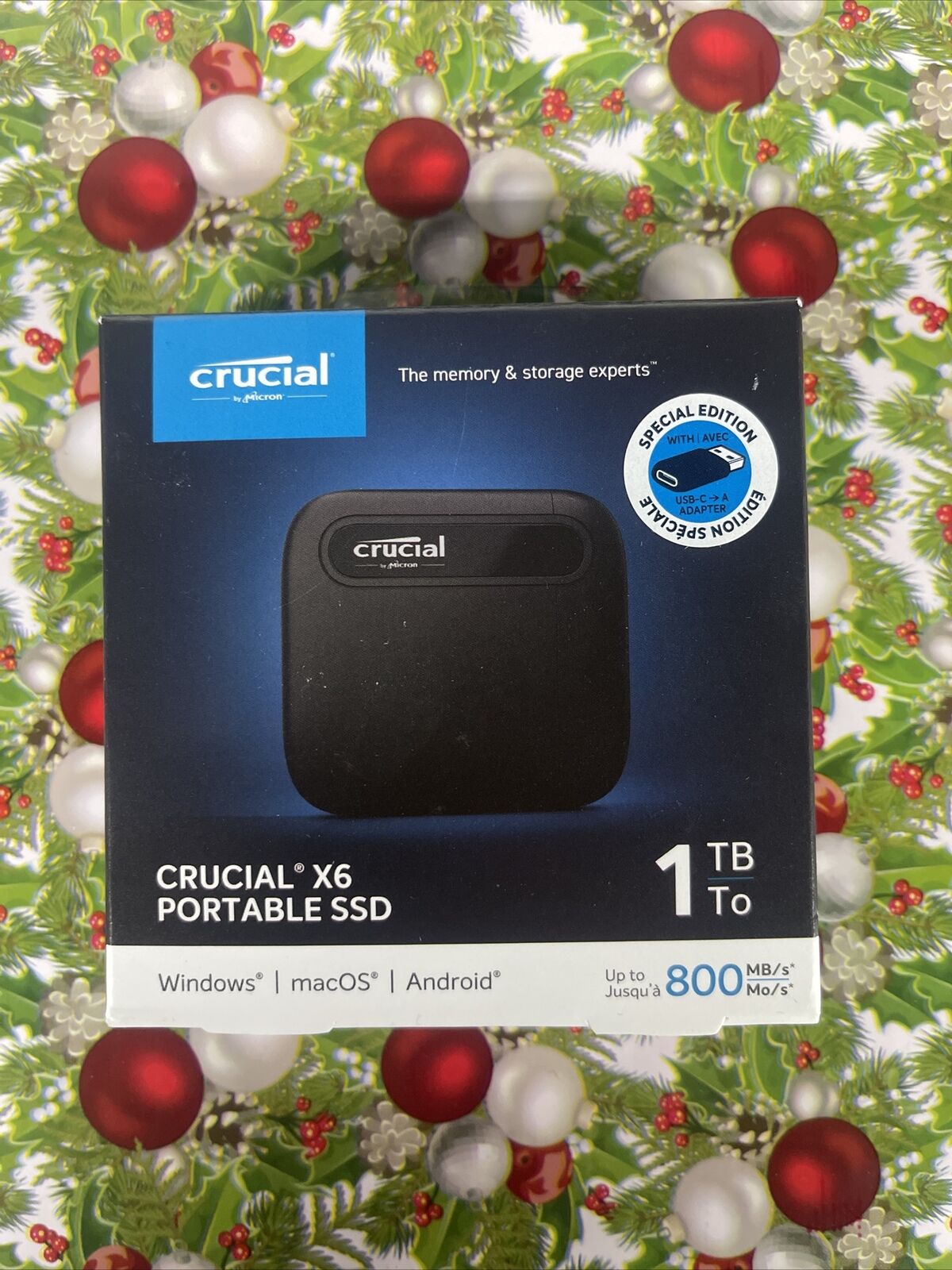 Crucial X6 Portable SSD 1TB Memory Windows/MacOS/Android. New, Sealed Box.