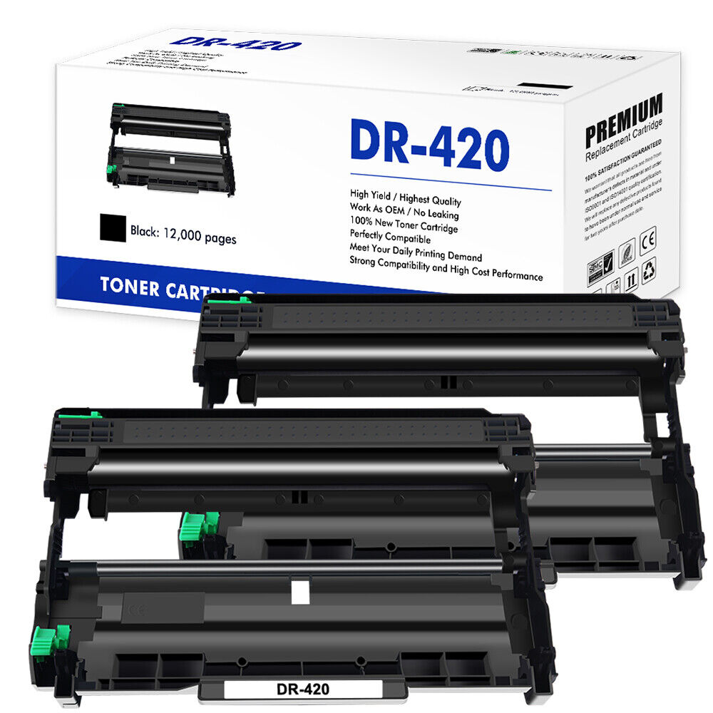 2 Black DR420 Drum Unit for Brother DR-420 TN450 TN420 HL-2270DW HL-2280DW 2240