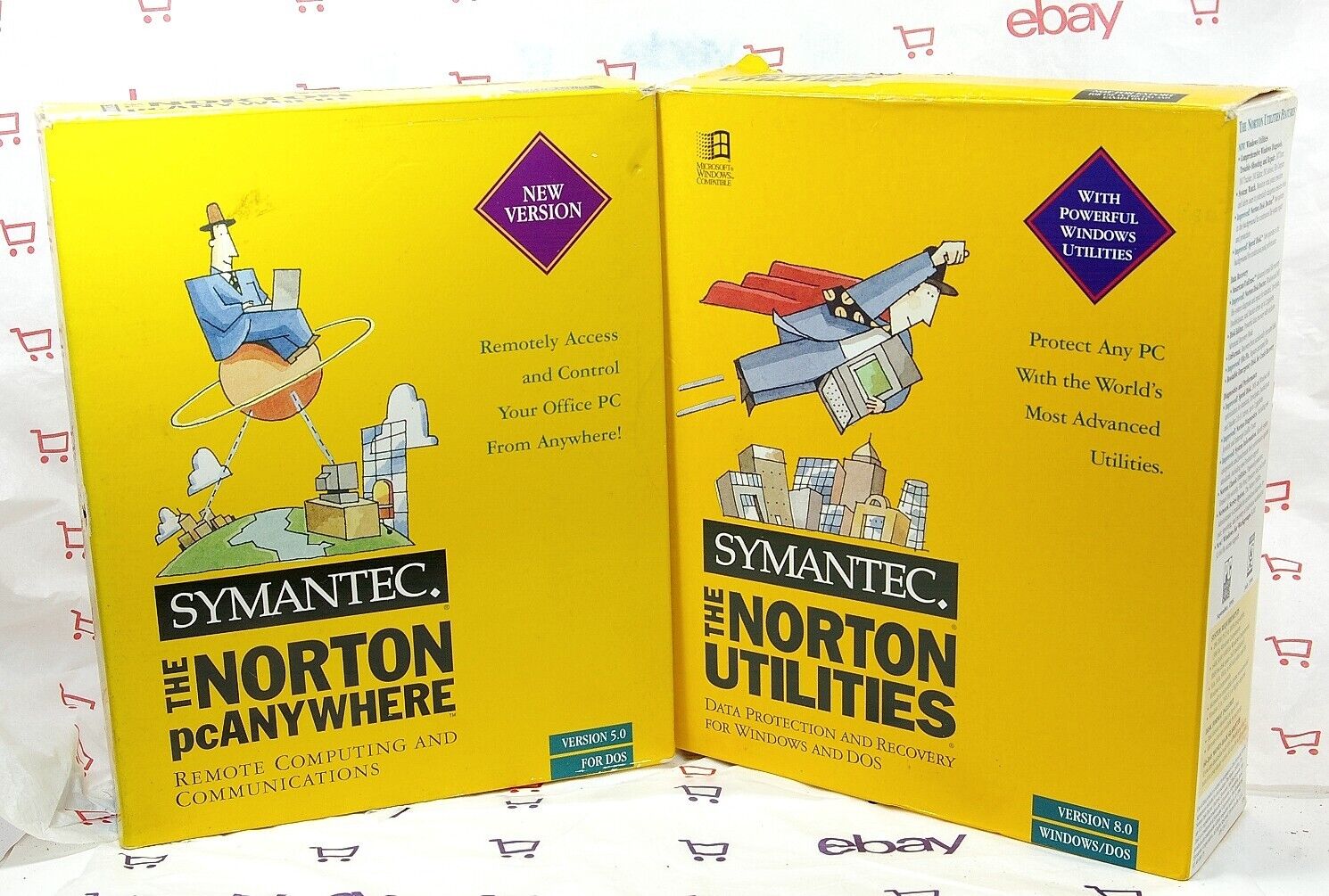 Vintage Symantec The Norton Utilities Version 8 and pcANYWHERE for Windows & DOS