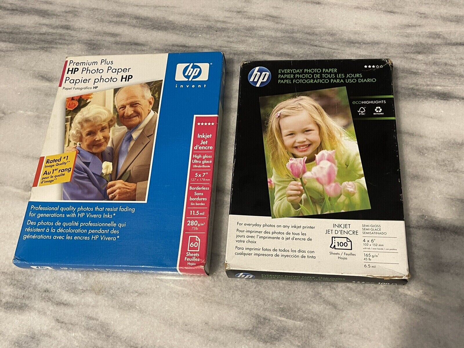 HP Inkjet Photo Paper Bundle 4x6 Semi-Gloss and 5x7 High Gloss