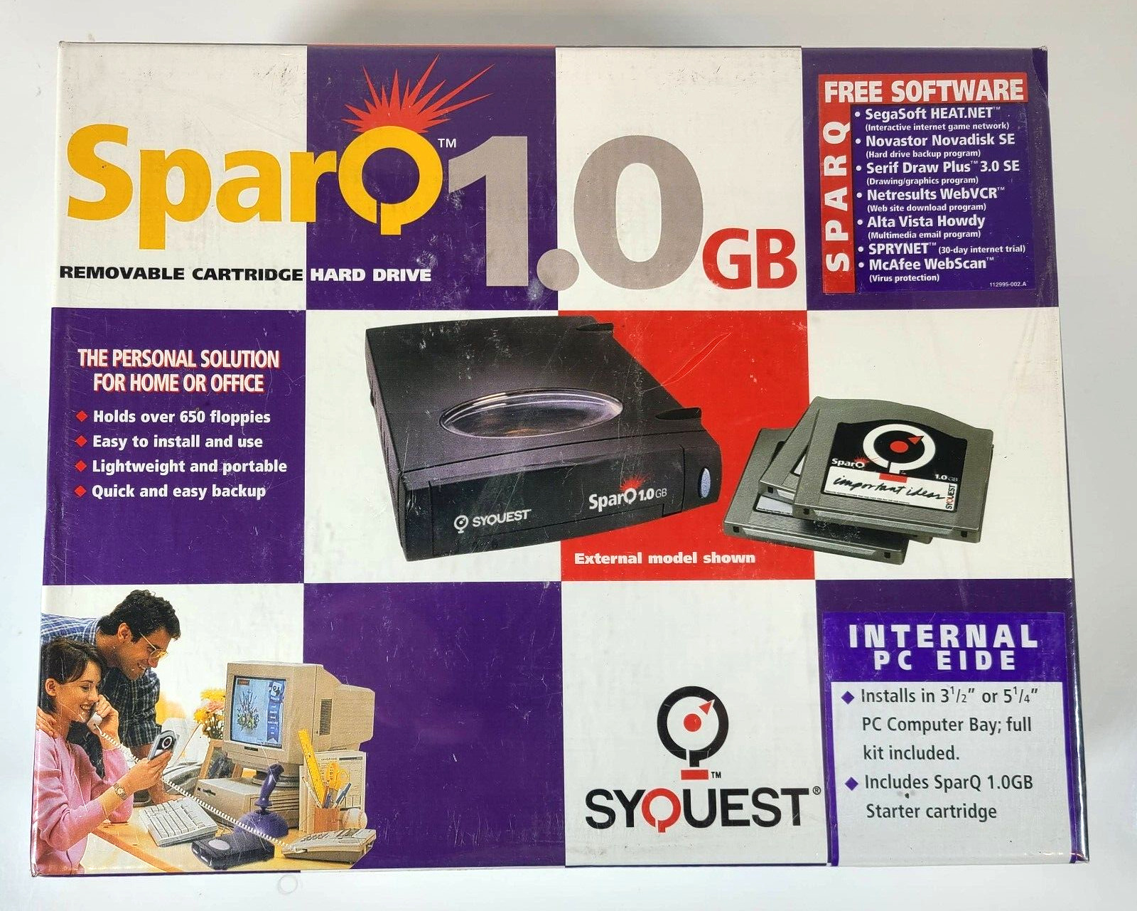 SyQuest SparQ 1.0 GB Internal PC EIDE Removable Cartridge Hard Drive New Sealed