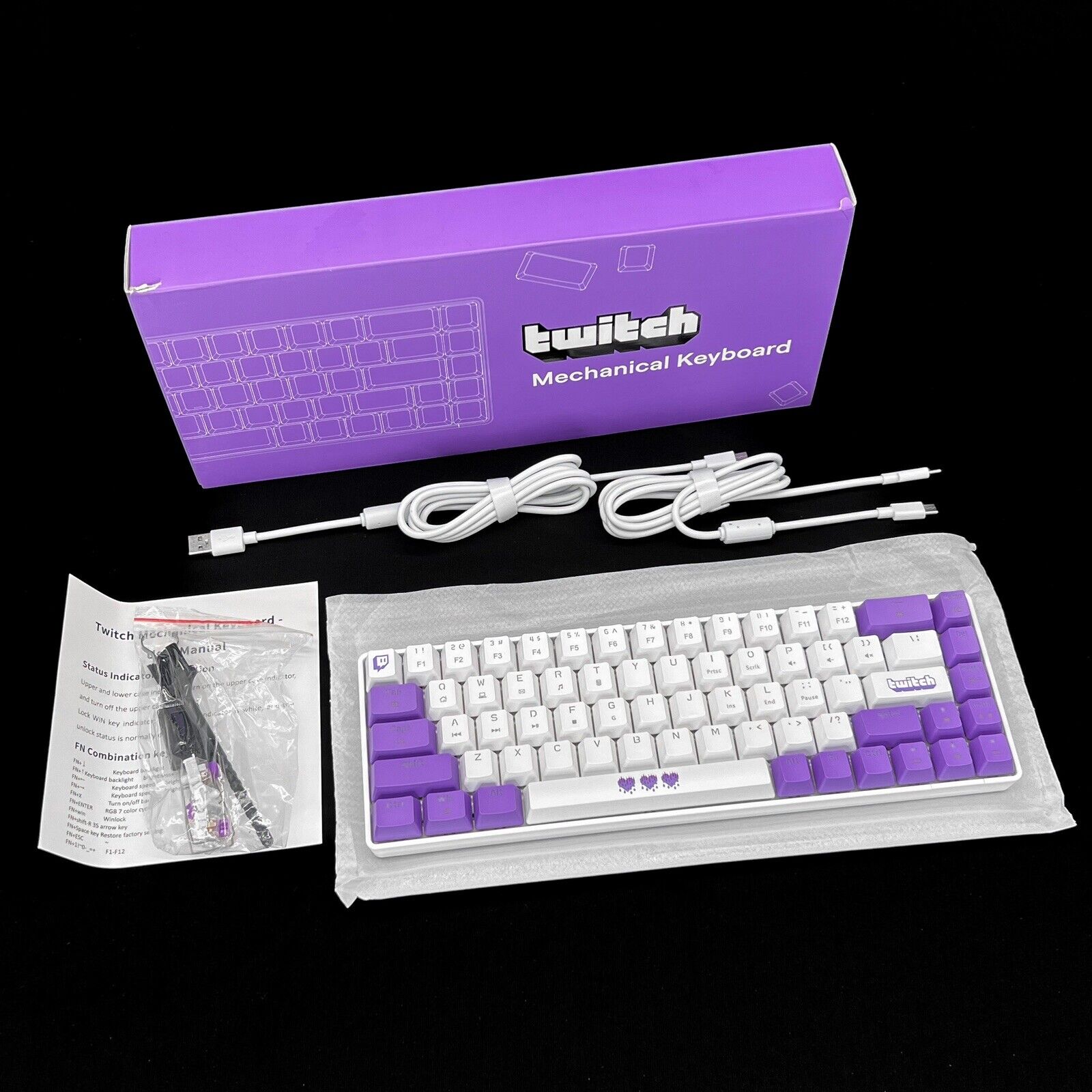 Twitch Mechanical Keyboard 68-Key Compact Layout RGB Backlit Wired USB Streaming
