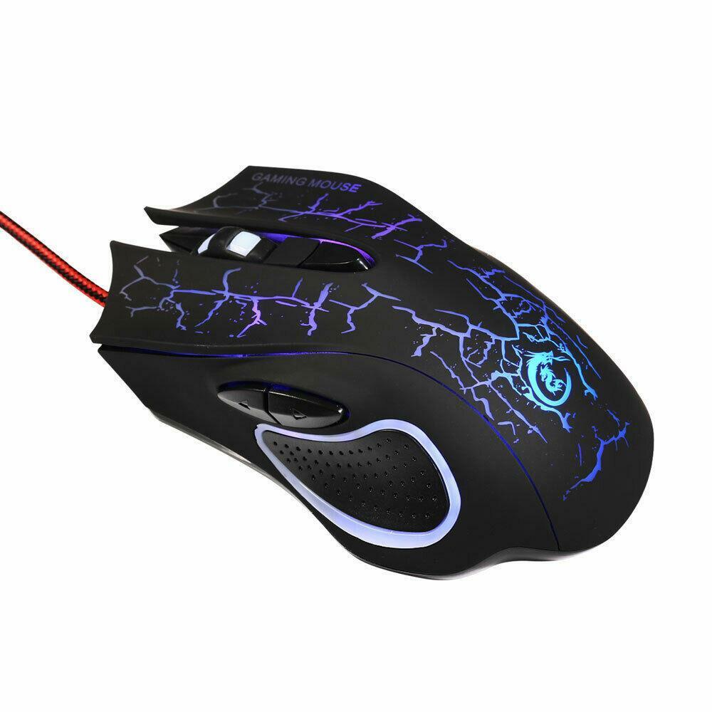 A888 Crack Pattern Wired Mouse Comfortable Ambidextrous Design 5500DPI