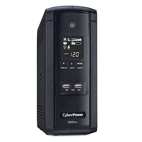 Cyberpower 1000va Brg1000avrlcd Ups With 600w, Avr, Lcd, And 2.1 Usb Charging -