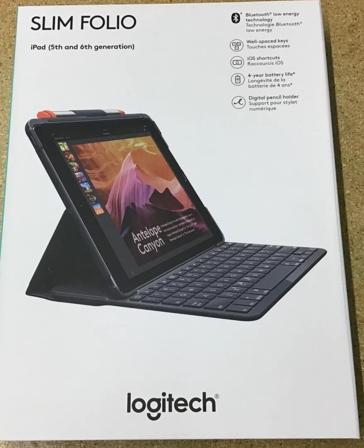 Logitech Slim Folio iPad 9.7' Keyboard Case for 5th and 6th Gen Bluetooth New