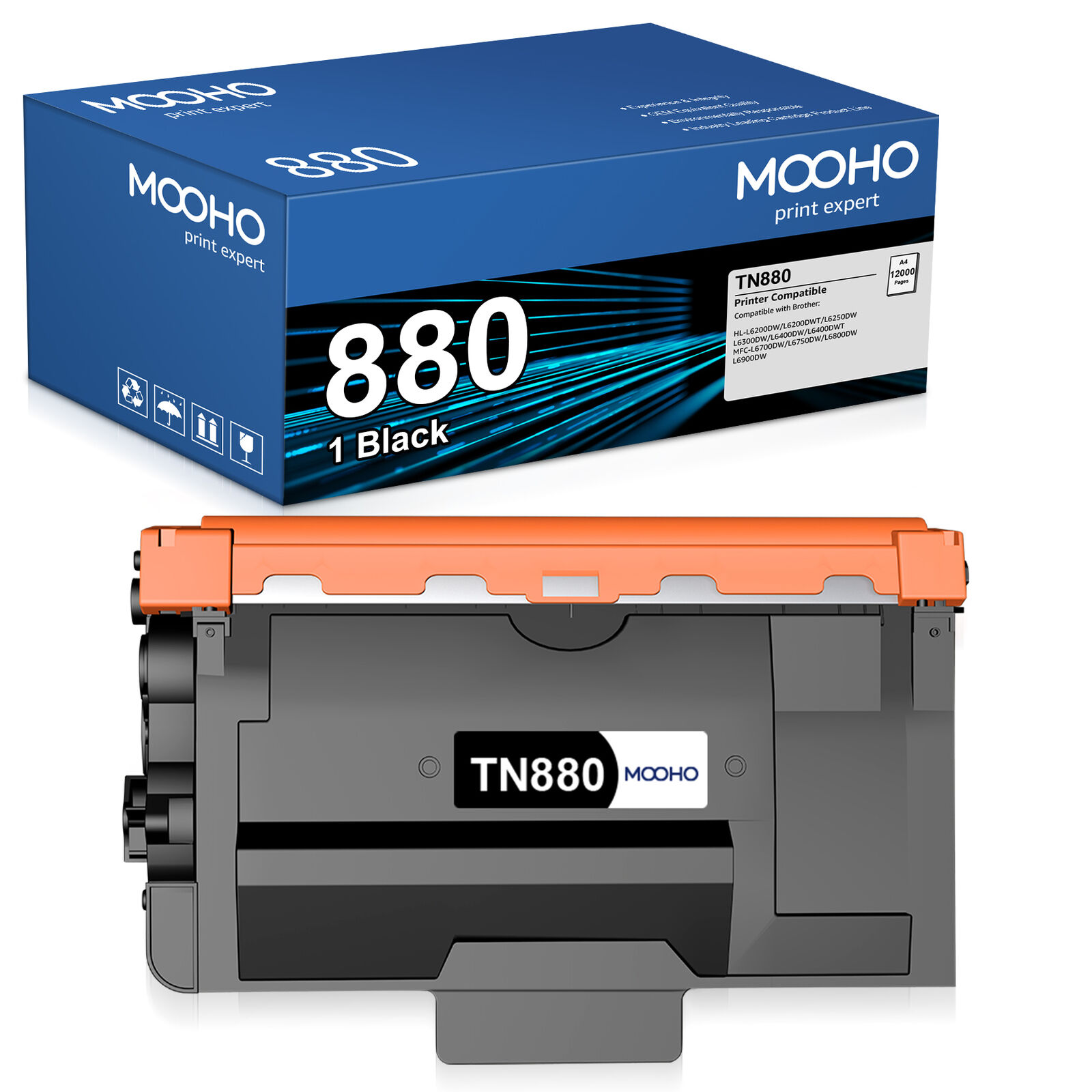 1-4 Pk Compatible TN880 Super High Yield Toner Cartridge for Brother HL-L6200DW