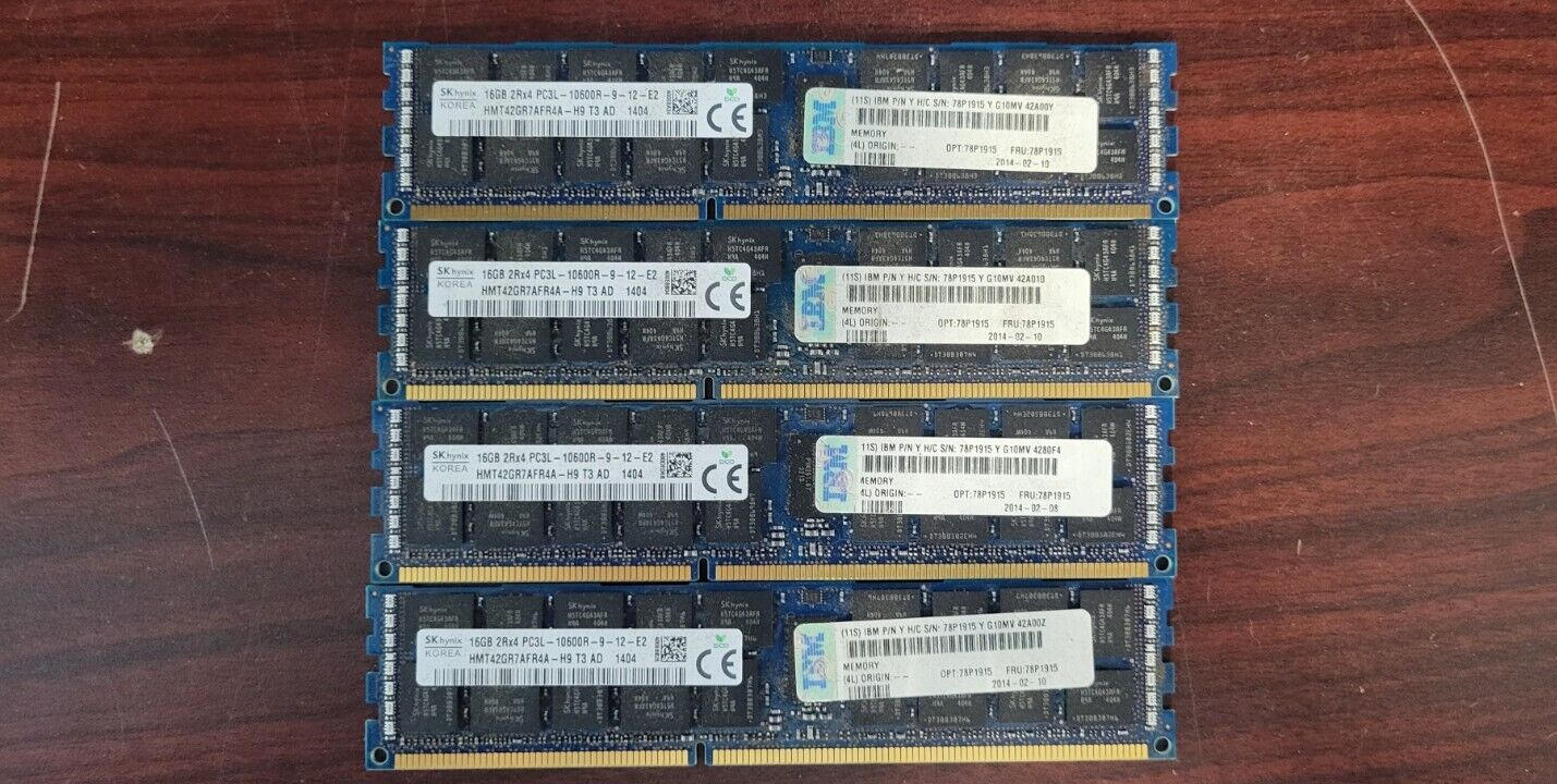 SK Hynix 64GB (4x16GB) 2Rx4 PC3L 10600R Registered Server RAM #92