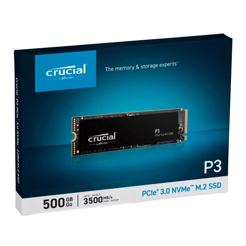 Crucial P3 500GB 1TB 2TB 3D NAND PCIe3.0 NVMe M.2 SSD Internal Solid State Drive