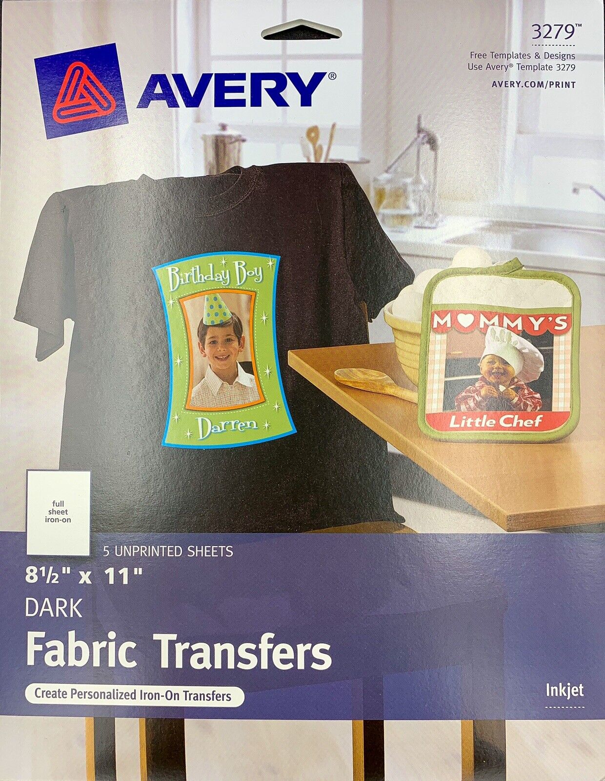 Avery Dark Fabric Transfers 8 1/2 X 11 In. T-shirt 5pc 
