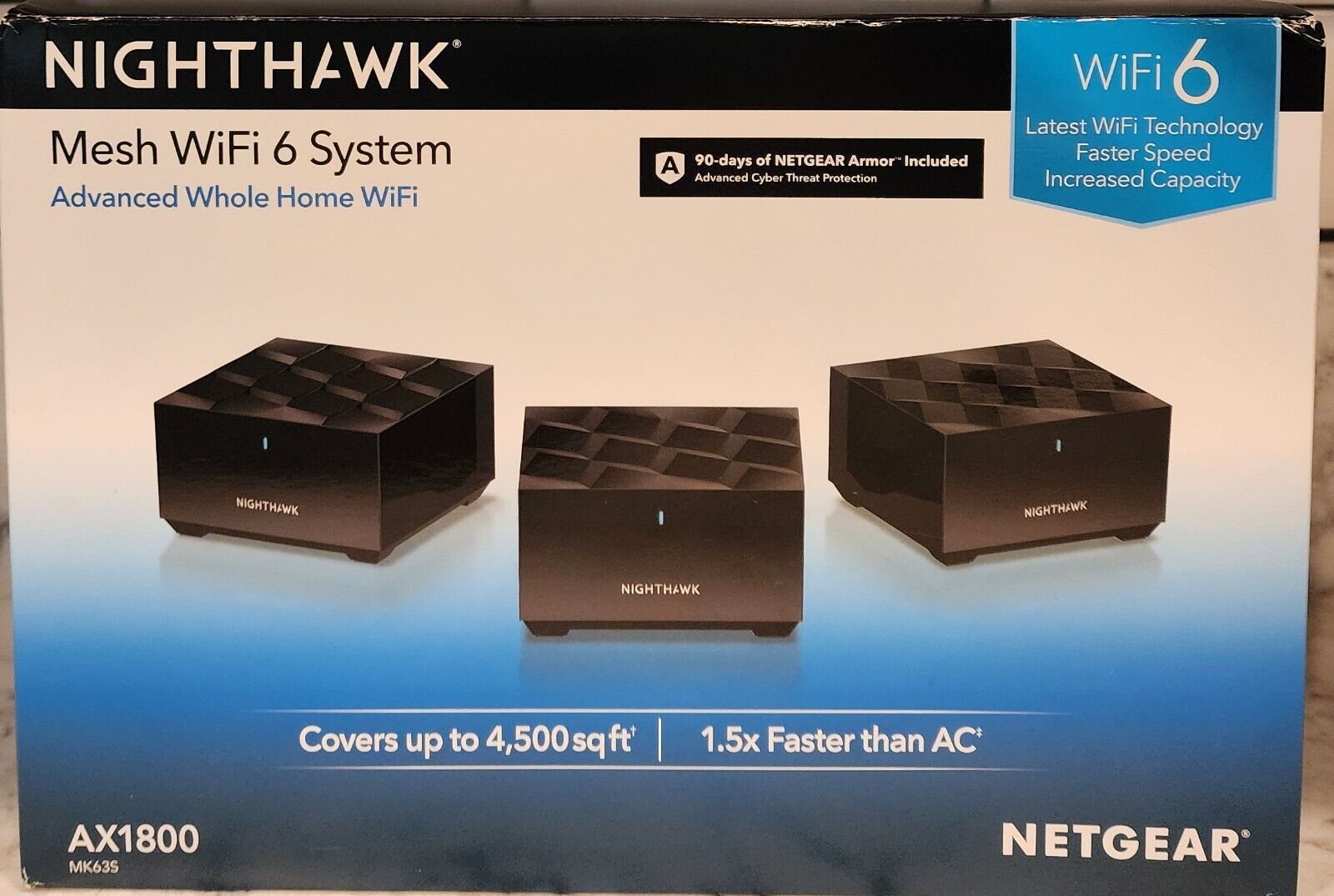 NETGEAR MK63S100NAS Nighthawk Mesh Advanved Whole Home WiFi 6 System AX1800