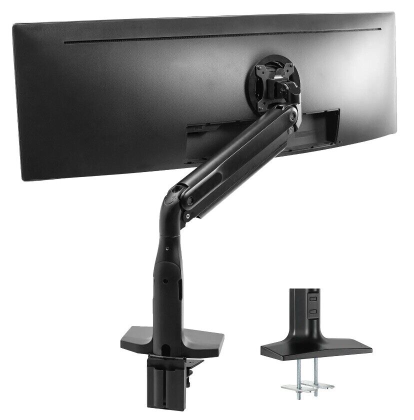 Single Ultra Wide Monitor Pneumatic Spring Desk Mount Stand, Max VESA 200x100