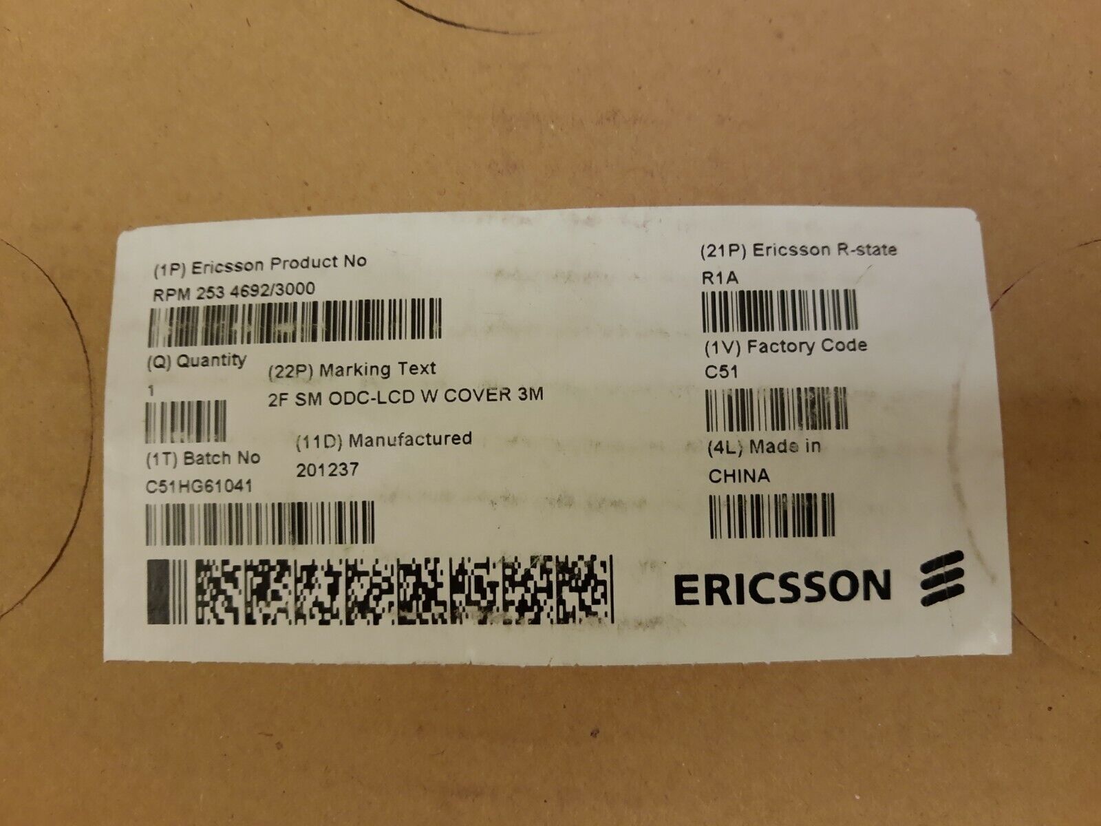 ERICSSON RPM 253 4692/3000 Fiber Optic Cable 2F SM ODC-LCD W Cover 3M (3 meters)