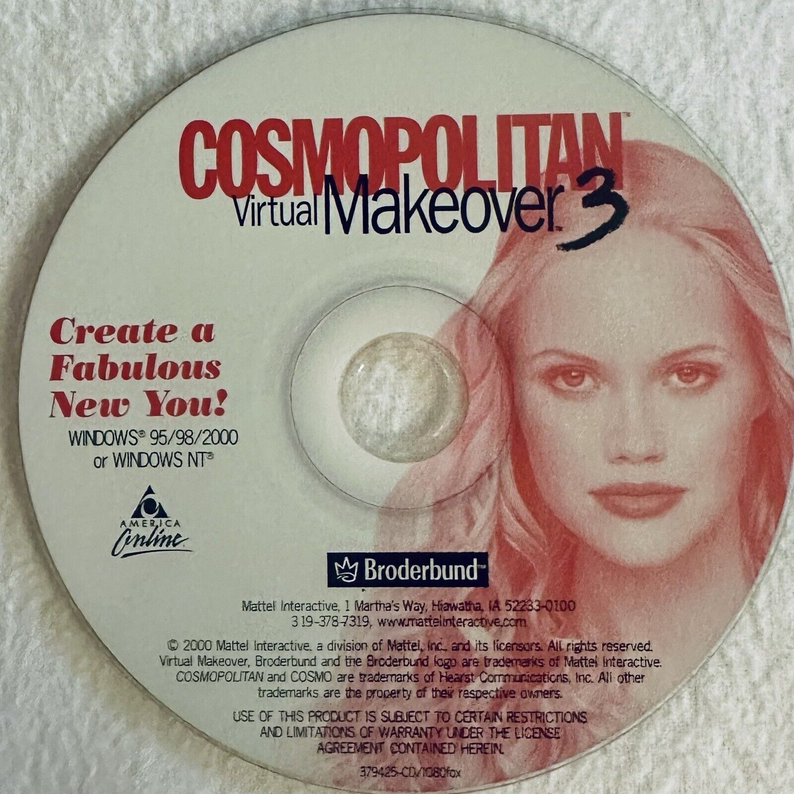 Cosmopolitan Virtual Makeover 3 PC CD-ROM 2000 Broderbund Mattel Windows 95/98