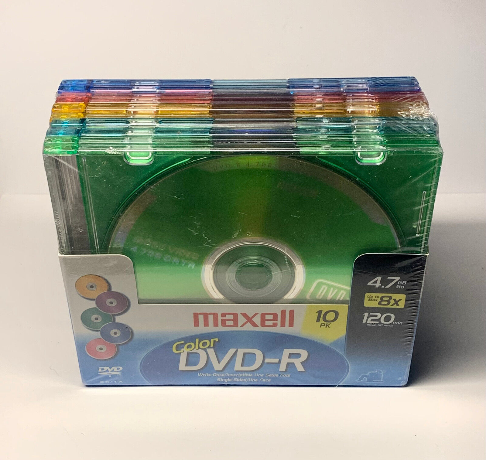 Maxell Color DVD-R 10 Pack 4.7 GB 8x / 120 Min Blank DVDR Write Once Media Discs