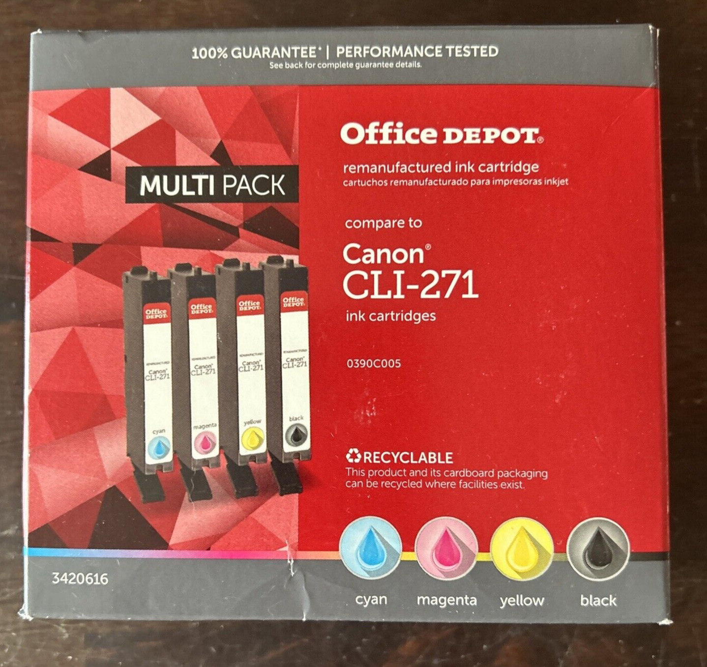 Canon CLI-271 Ink Cartridges Office Depot MultiPack Black C/M/Y MG5720 Printers