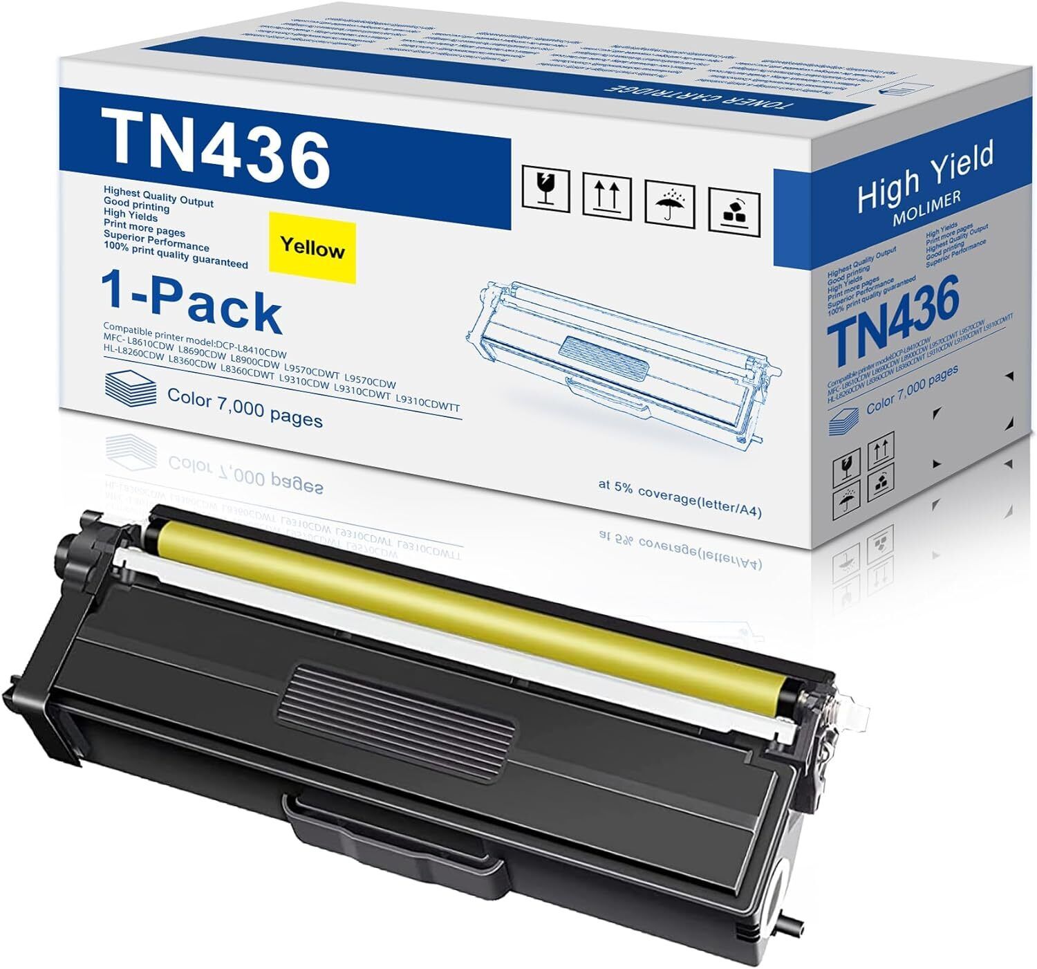 TN436 Toner Cartridge Replacement for Brother MFC-L8900CDW Printer Yellow