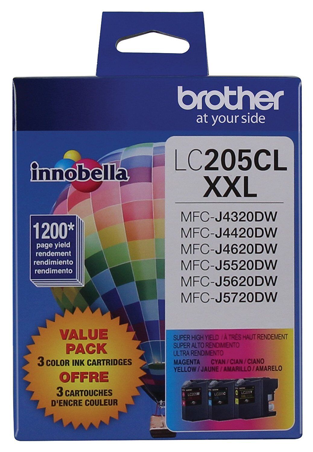 GENUINE Brother LC205 XXL Ink 3 Pack for MFC-J4320DW, MFC-J4420DW, MFC-J4620DW
